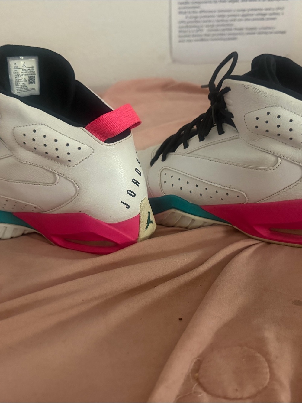 Jordan Kids White and Pink Low-Top Sneakers - Picture 2 of 4
